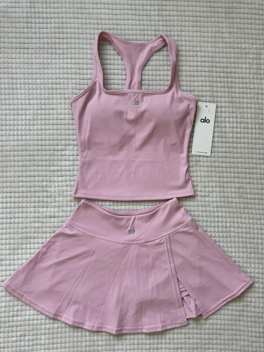Alo Pink Athletic Tank & Skirt Set - Picture 1 of 7